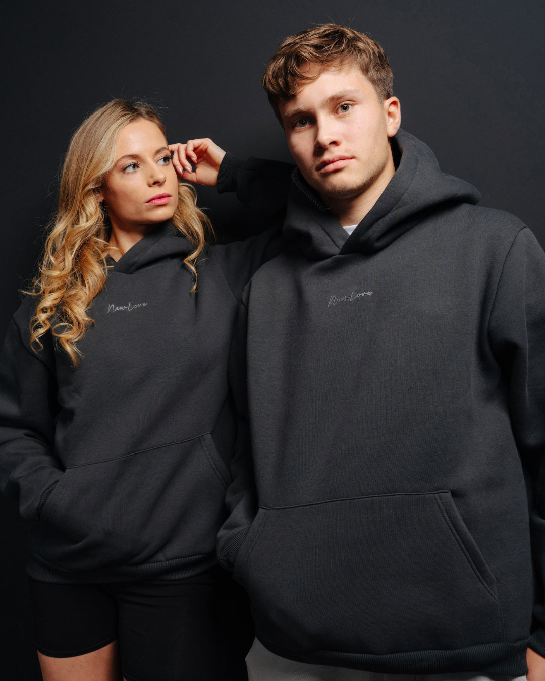 Washed black oversized hoodie rubber