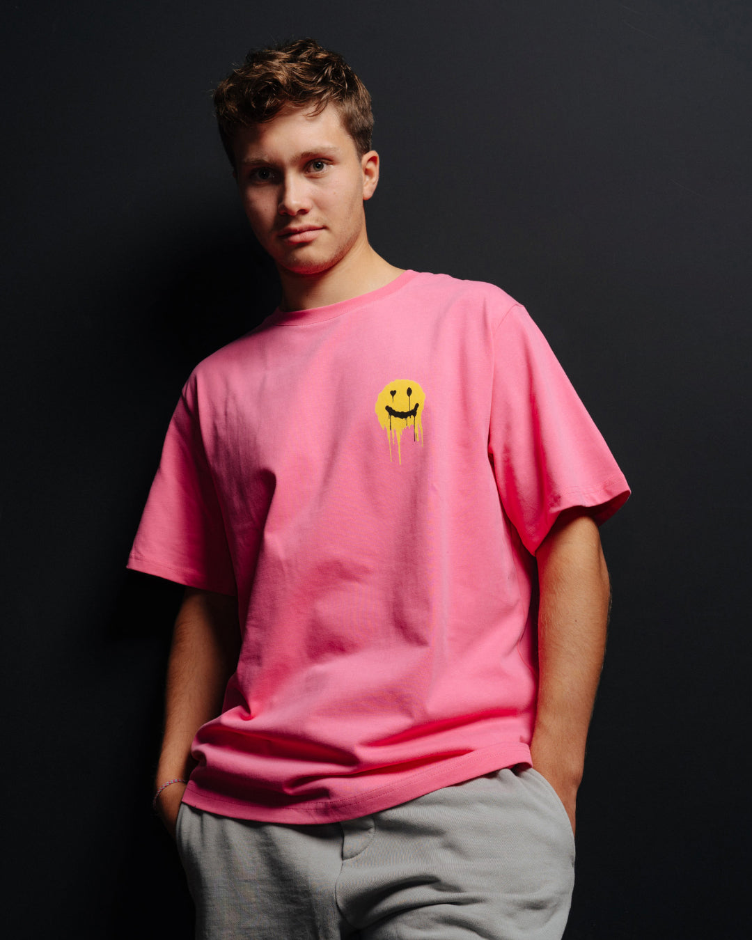 Pink Oversized Shirt Smiley